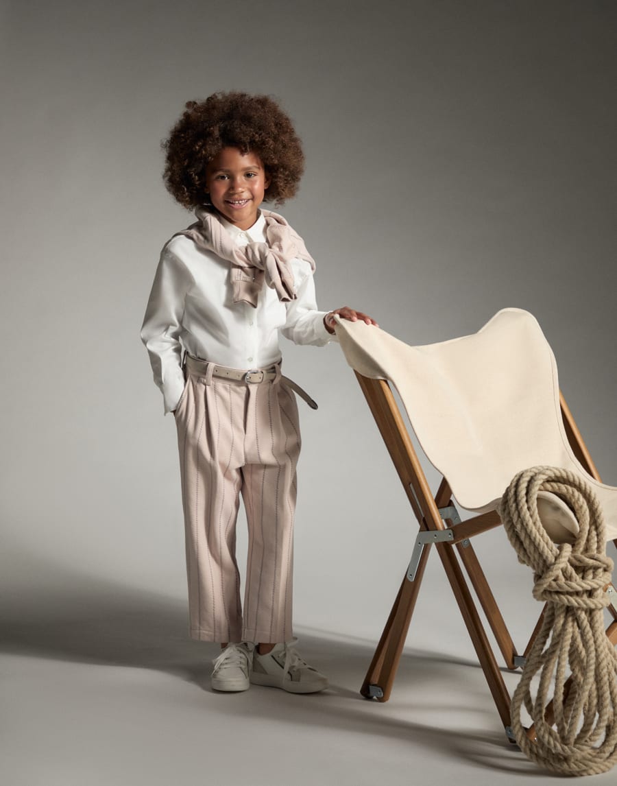 Smooth cotton French terry sweatshirt Pink Girls - Brunello Cucinelli