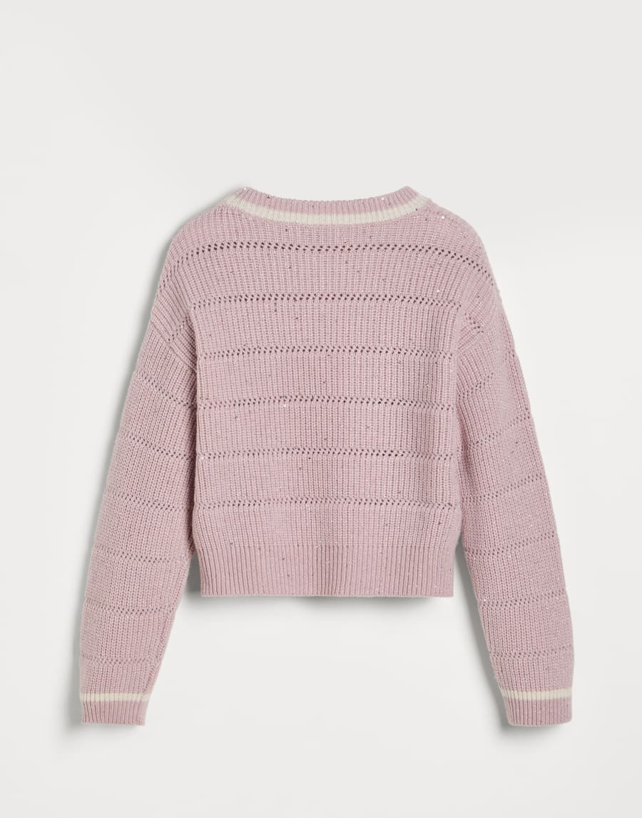 Textured half English rib sweater Pink Girls - Brunello Cucinelli