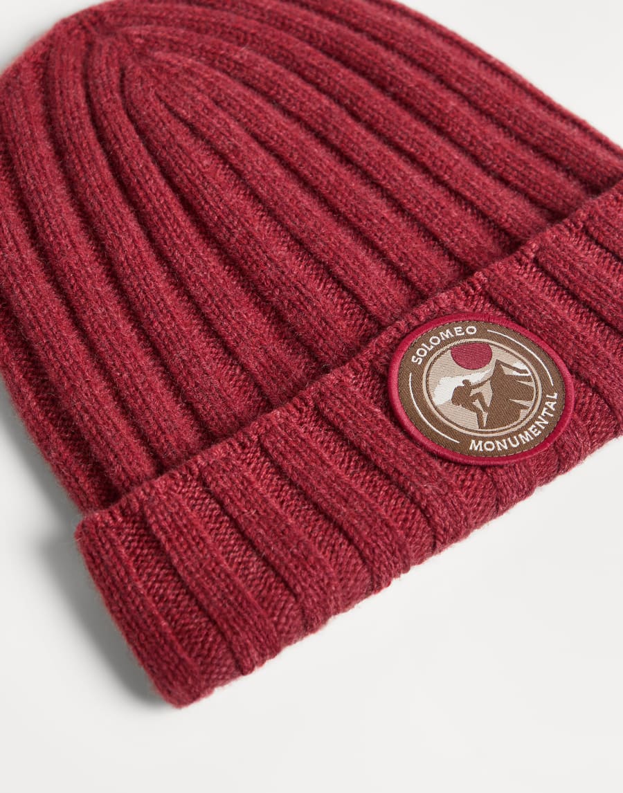 Bonnet en maille point côtes Rouge Garçon - Brunello Cucinelli