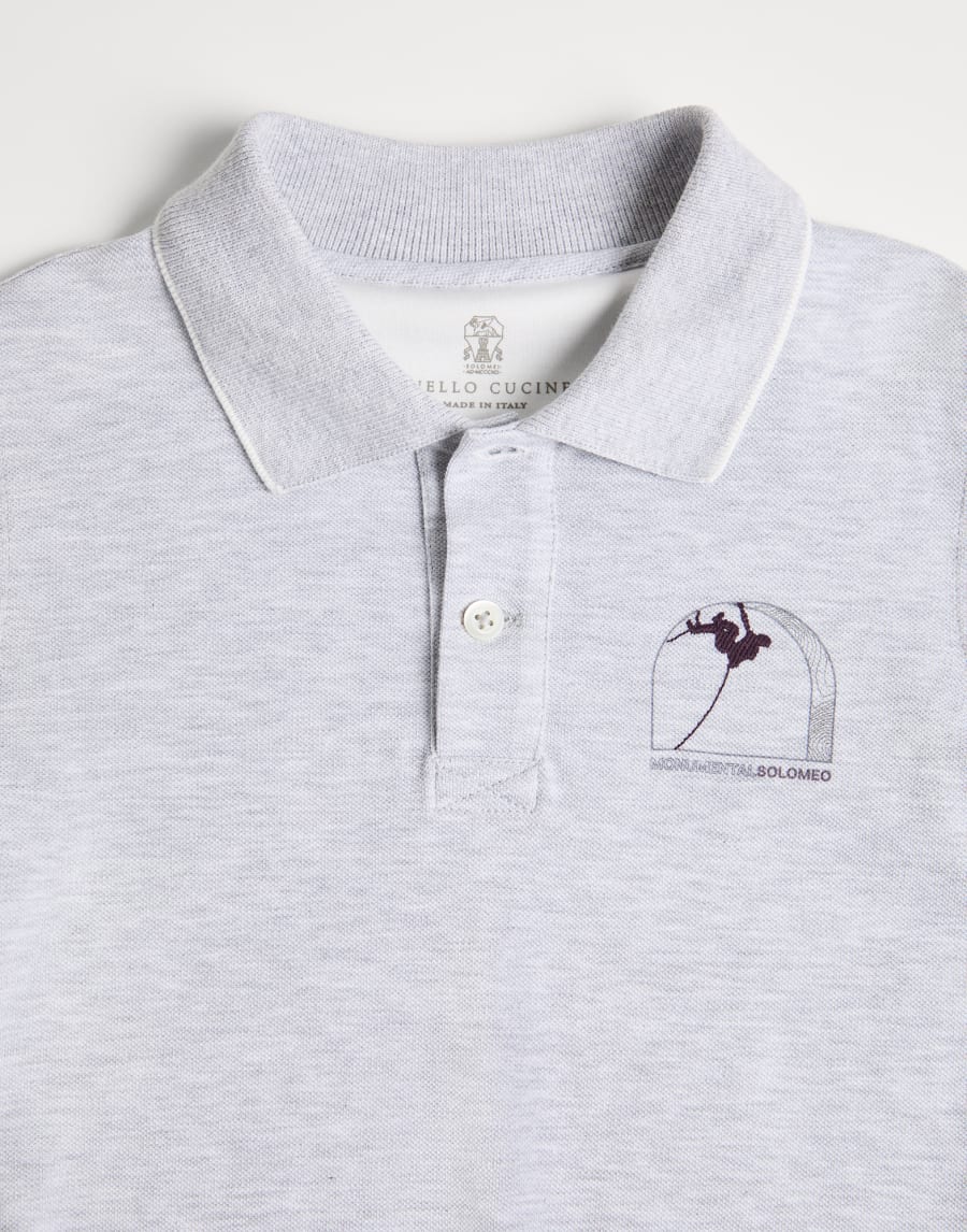 Piqué polo shirt Light Grey Boys - Brunello Cucinelli