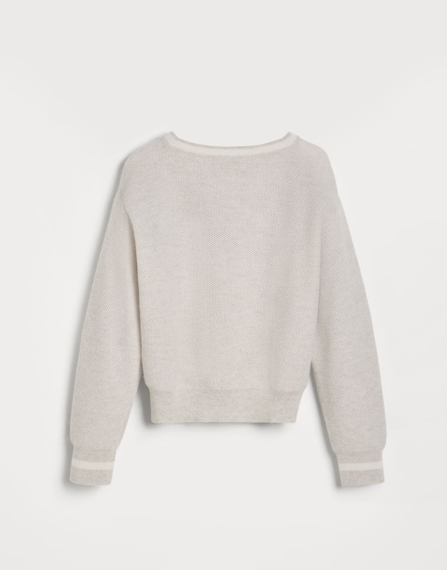 徽标装饰蜂巢纹针织衫 浅灰 女童 - Brunello Cucinelli