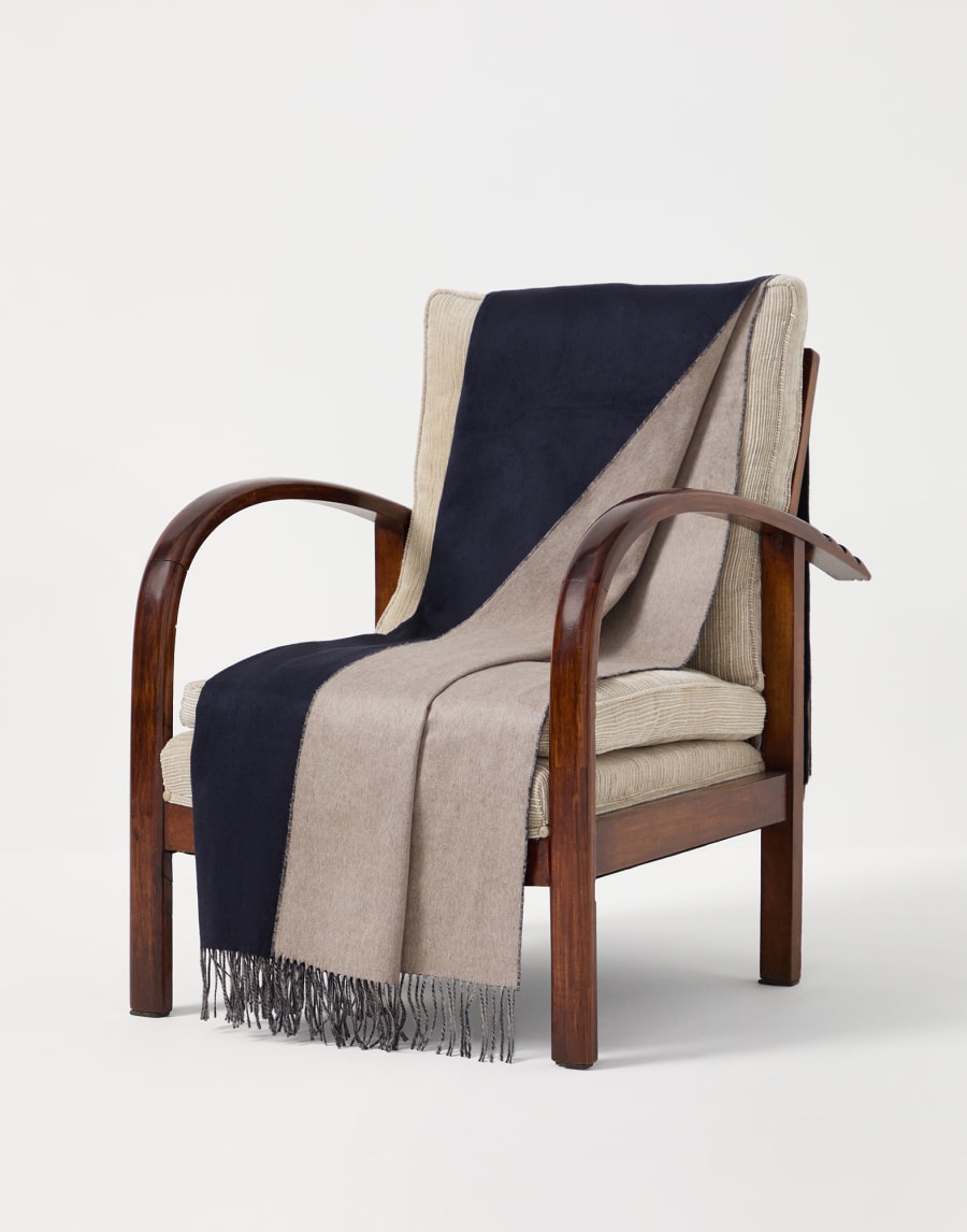 Silk double cloth throw Blue Lifestyle - Brunello Cucinelli