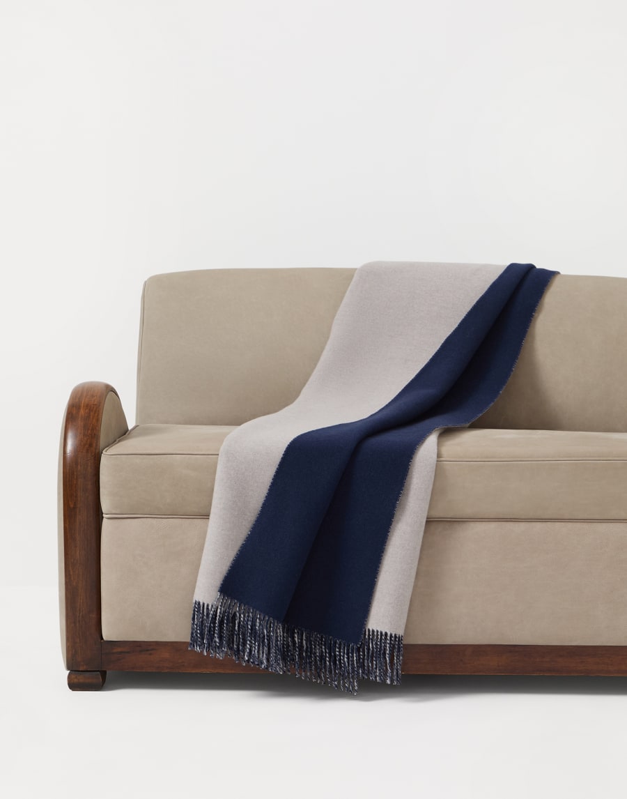 Plaid in cashmere double Blu Lifestyle - Brunello Cucinelli