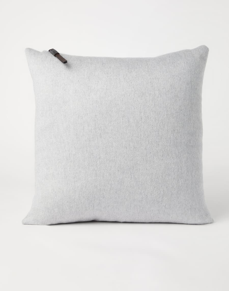 Cashmere beaver cloth large cushion Light Grey Lifestyle - Brunello Cucinelli