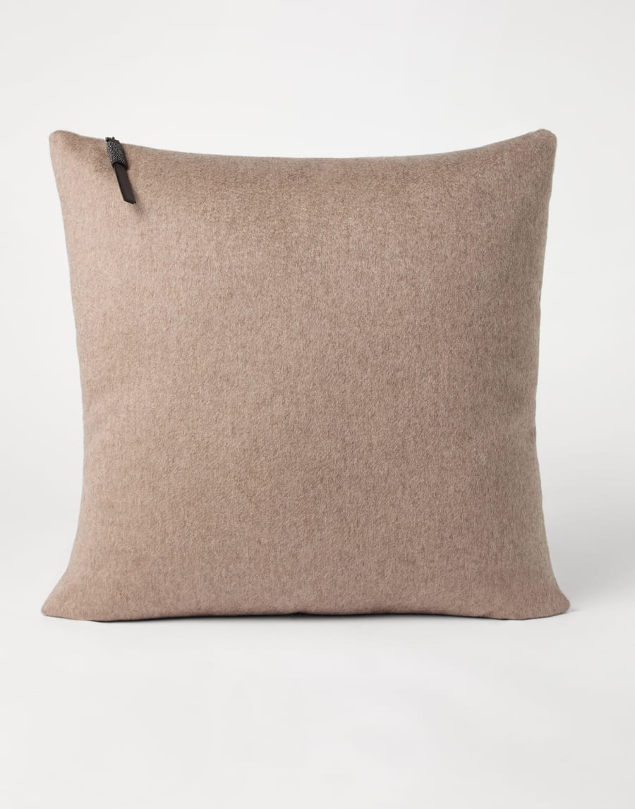 Cashmere beaver cloth large cushion Dove Grey Lifestyle - Brunello Cucinelli