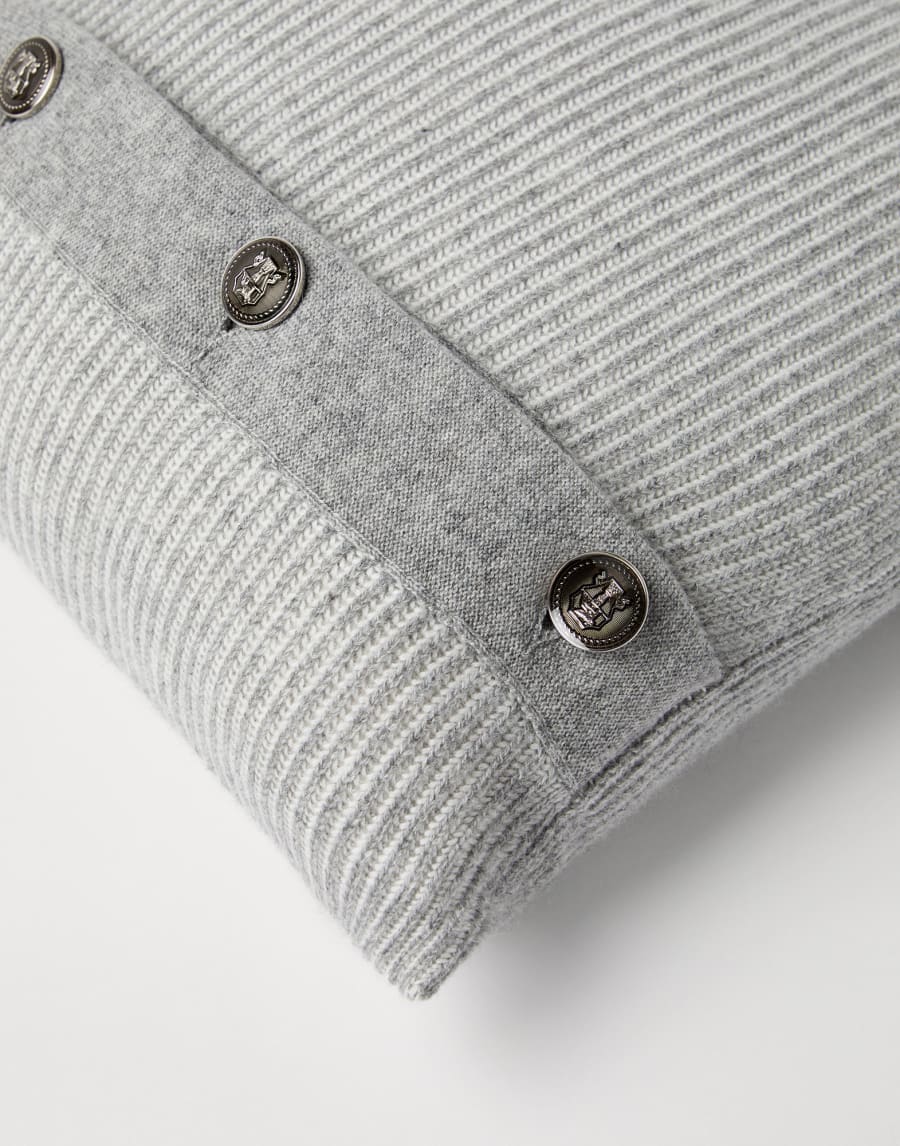 双线编织靠垫,纽扣装饰 灰色 生活风格 - Brunello Cucinelli