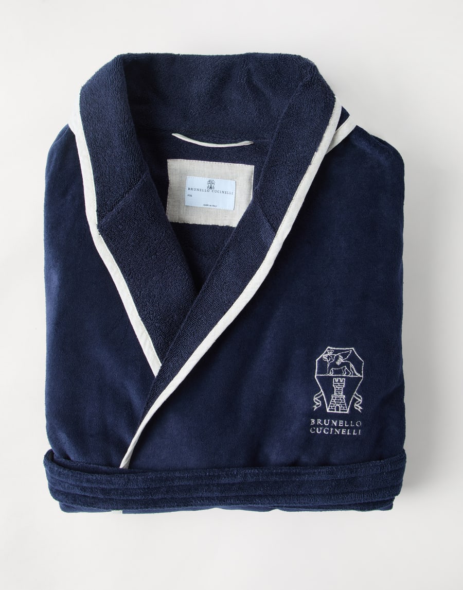 Terrycloth bathrobe Navy Blue Lifestyle - Brunello Cucinelli
