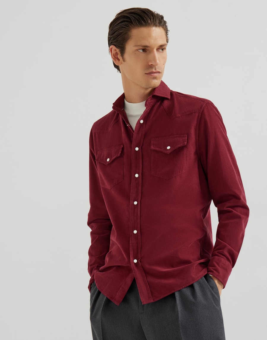 Easy fit shirt Purple-Red Man - Brunello Cucinelli