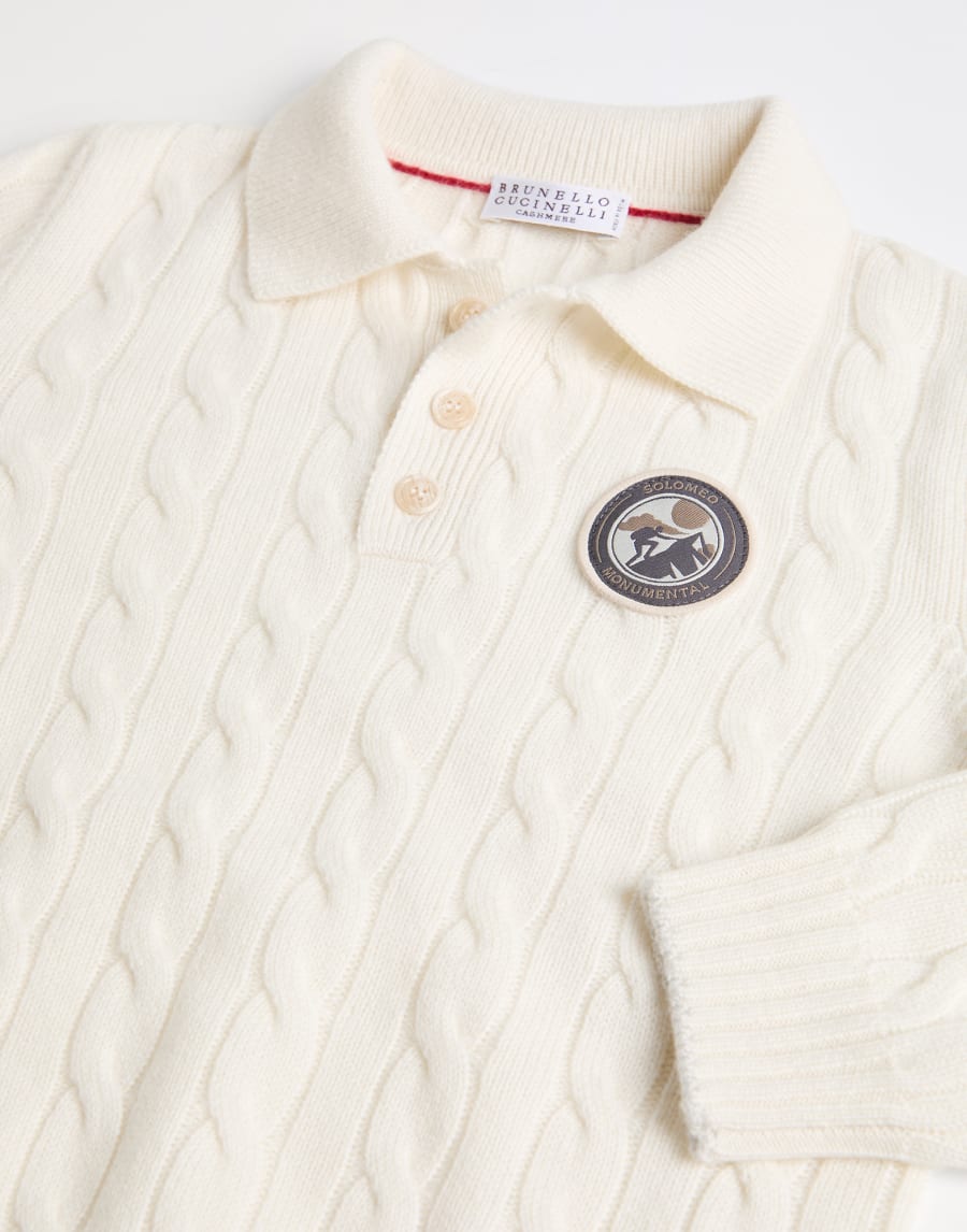 Cashmere cable knit polo Panama Boys - Brunello Cucinelli