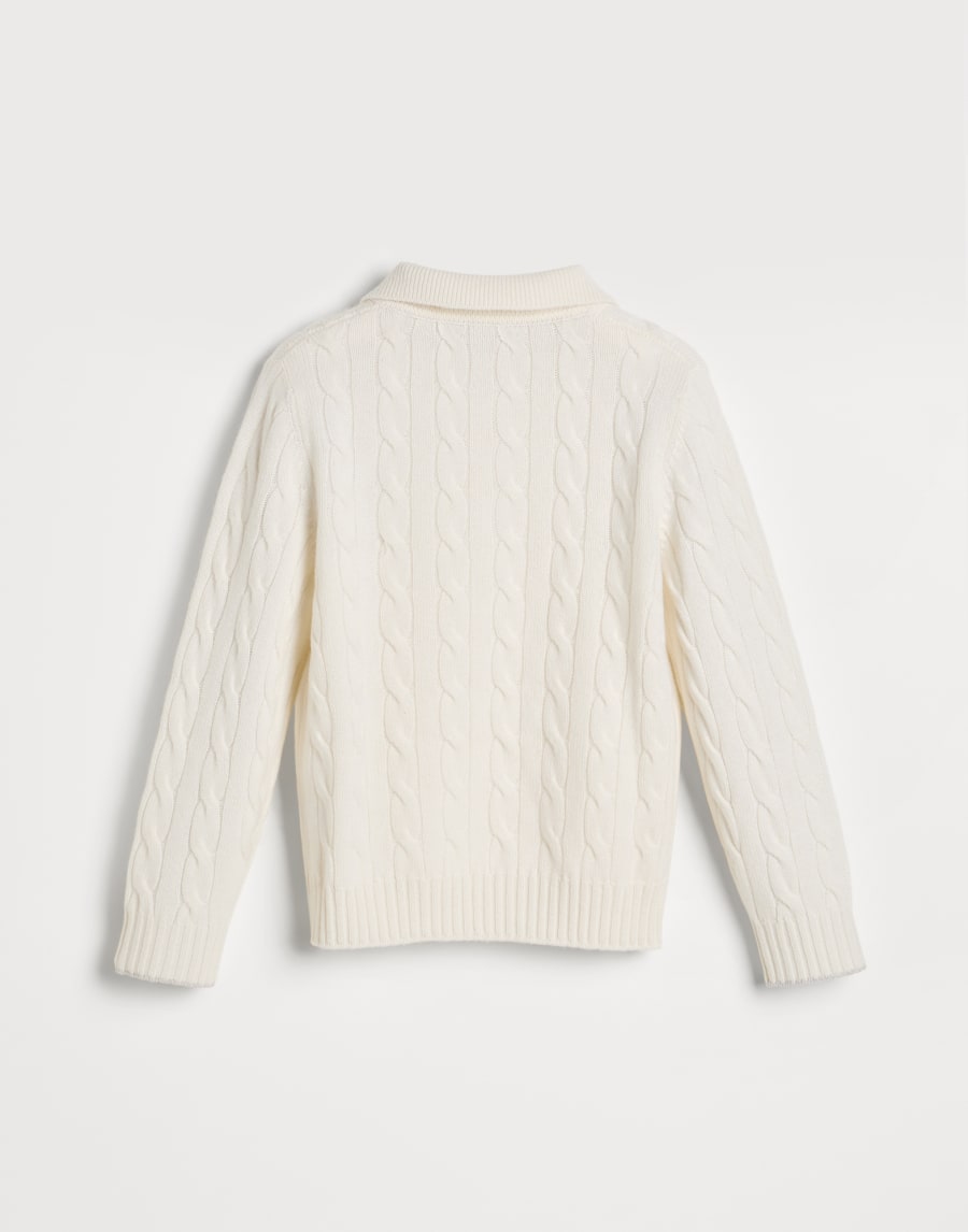 Cashmere cable knit polo Panama Boys - Brunello Cucinelli
