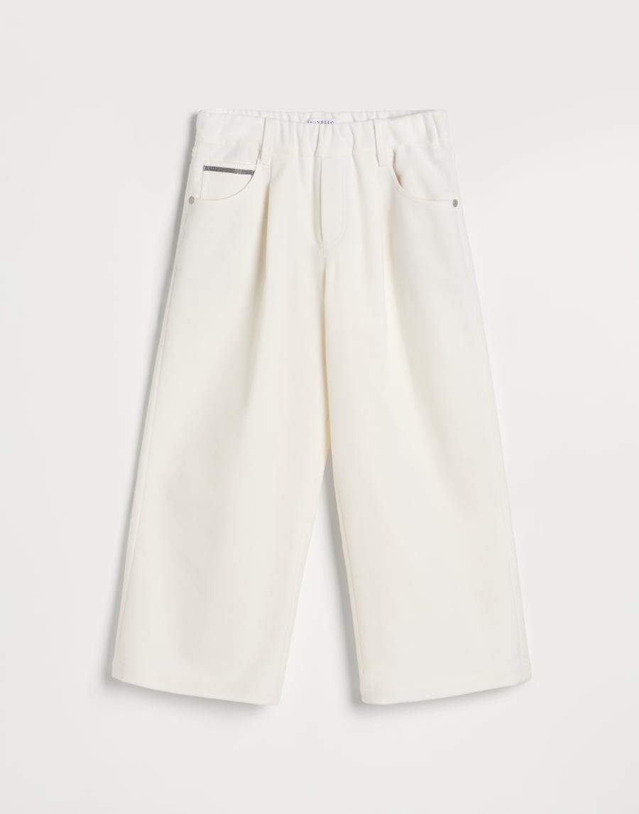 Pantalone Wide Naturale Bambina - Brunello Cucinelli