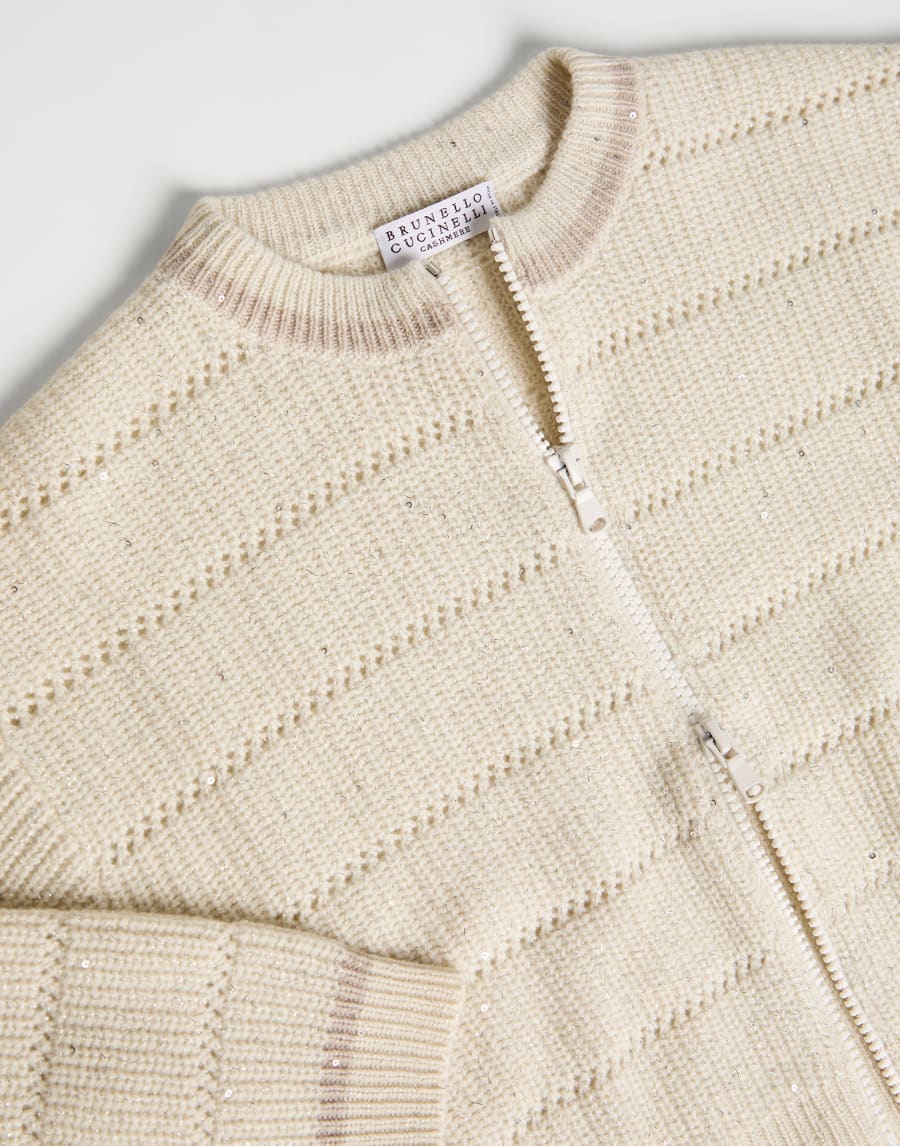 Sparkling & Dazzling cardigan with zipper Panama Girls - Brunello Cucinelli