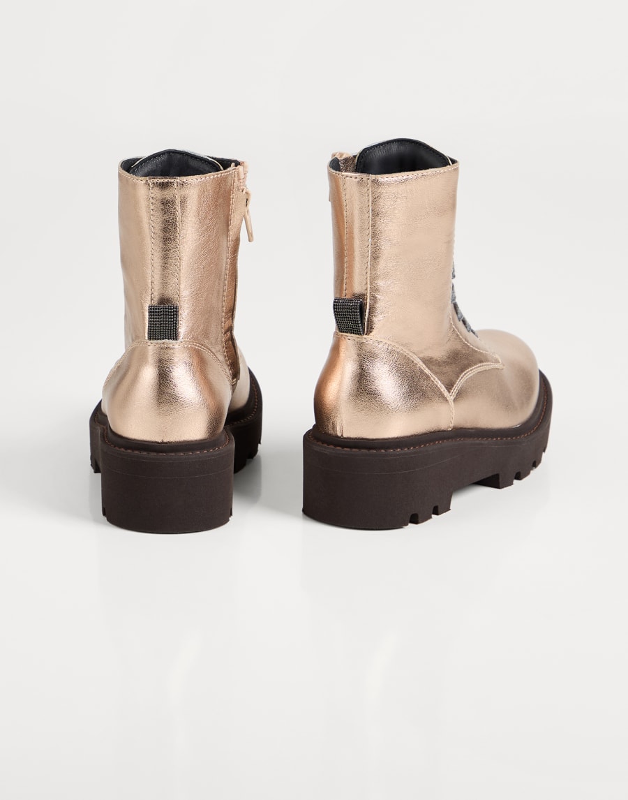 Lamé calfskin boot Hazelnut Girls - Brunello Cucinelli