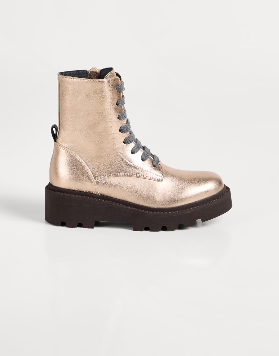 Lamé calfskin boot Hazelnut Girls - Brunello Cucinelli