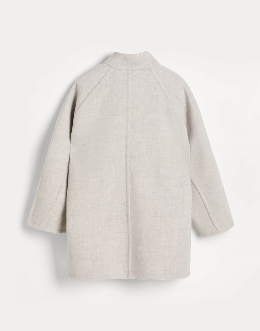 Cappotto in panno double con monile Grigio Chiaro Bambina - Brunello Cucinelli