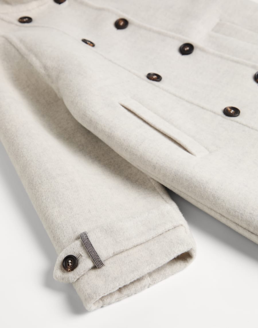 Double fabric coat with monili Light Grey Girls - Brunello Cucinelli