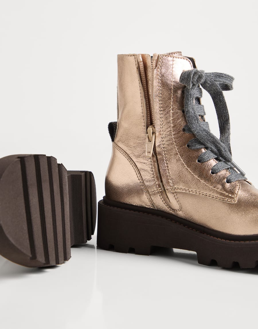 Lamé calfskin boot Hazelnut Girls - Brunello Cucinelli