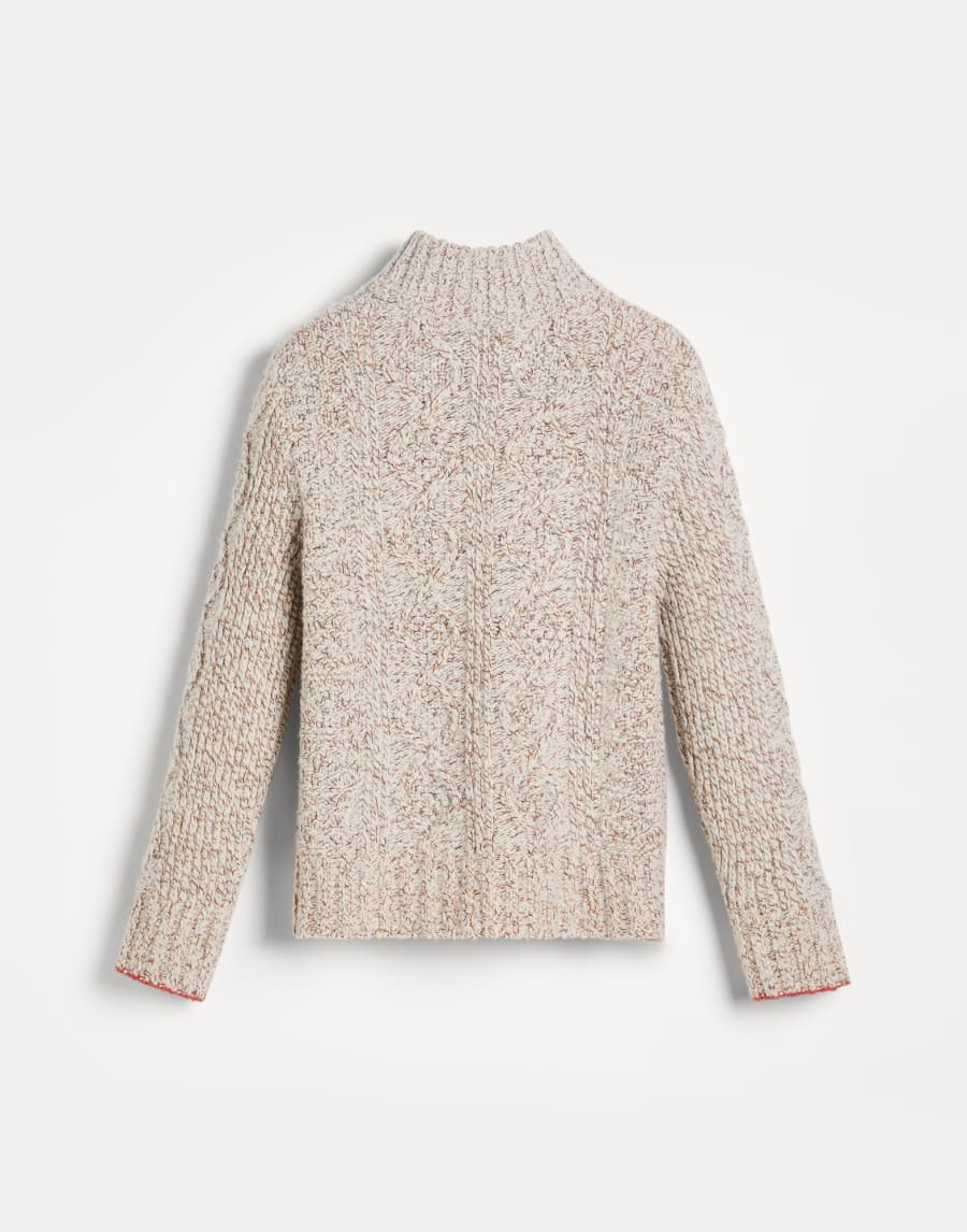Mouliné cardigan with zipper Ecru Boys - Brunello Cucinelli