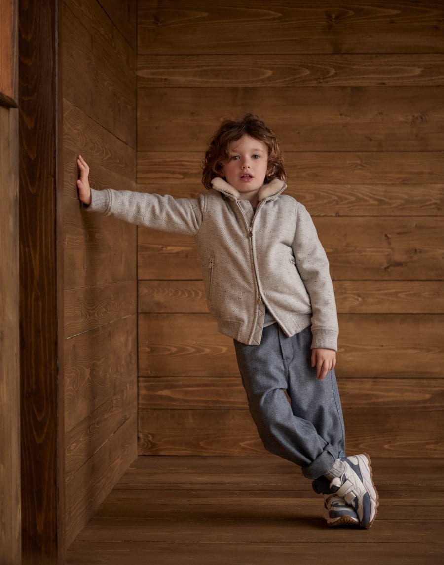 Aviator jacket with quilting Light Grey Boys - Brunello Cucinelli