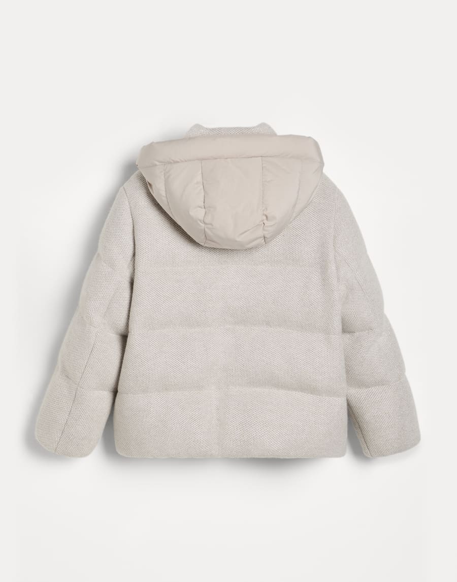 Piumino in maglia con cappuccio estraibile Beige Chiaro Bambina - Brunello Cucinelli