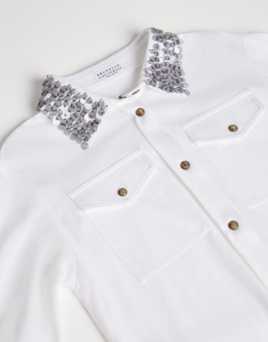 Camisa con cuello Swing Drops Blanco Niña - Brunello Cucinelli