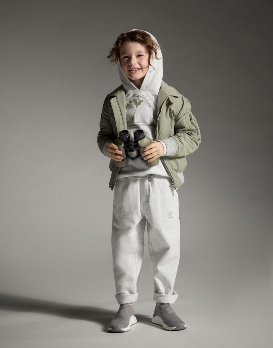 Sweatshirt with hood Light Grey Boys - Brunello Cucinelli