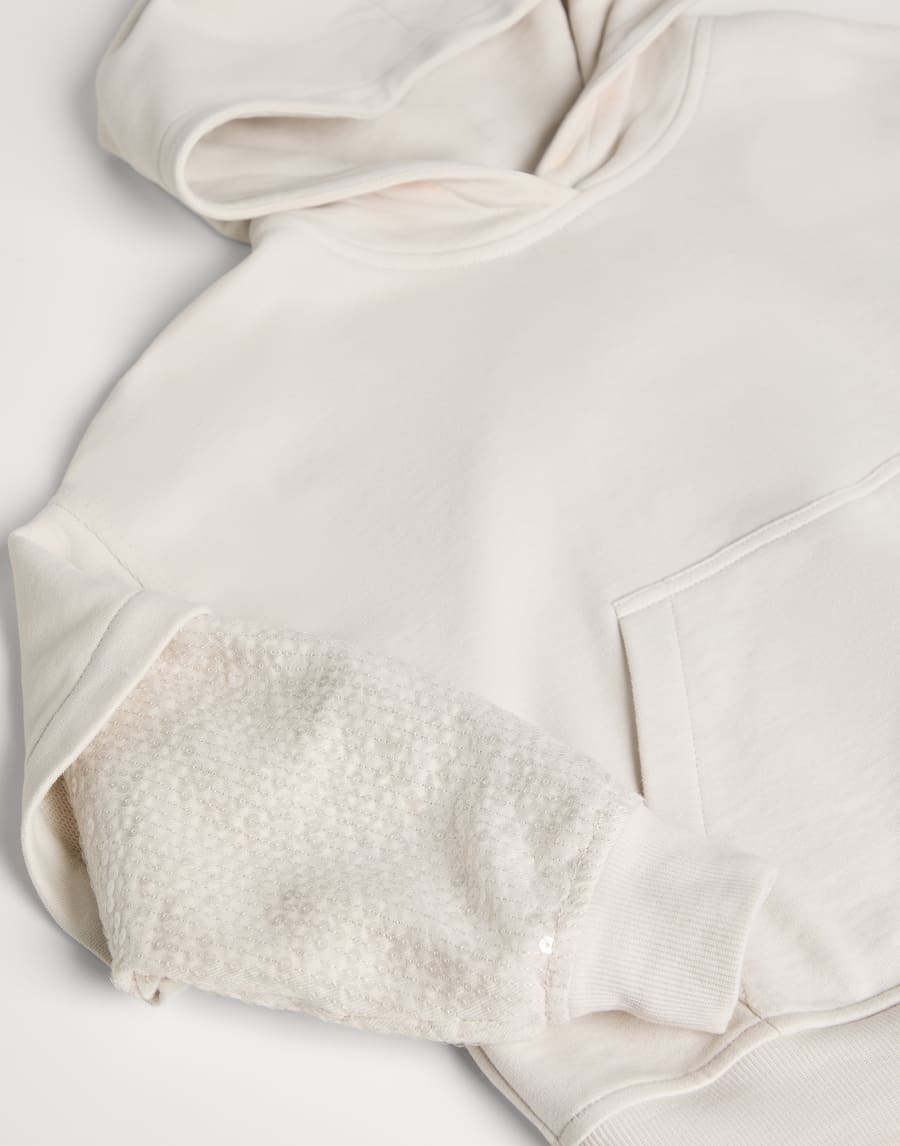 Толстовка из хлопкового футера Smooth Белый с Сероватым Оттенком Девочки - Brunello Cucinelli