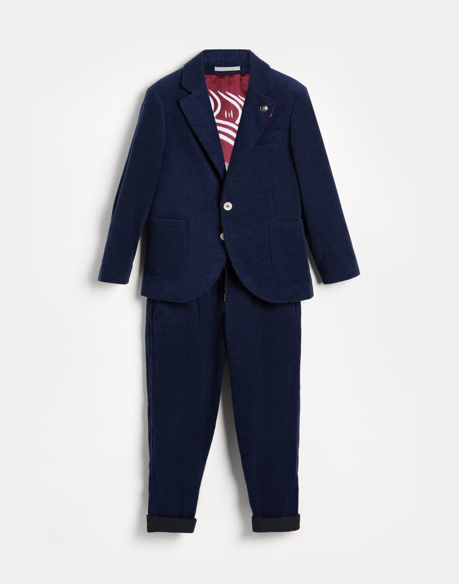 Suit in velvet Blue Boys - Brunello Cucinelli