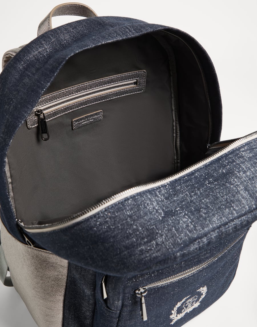 Rucksack aus Sparkling-Denim Dunkles Jeansblau Mädchen - Brunello Cucinelli