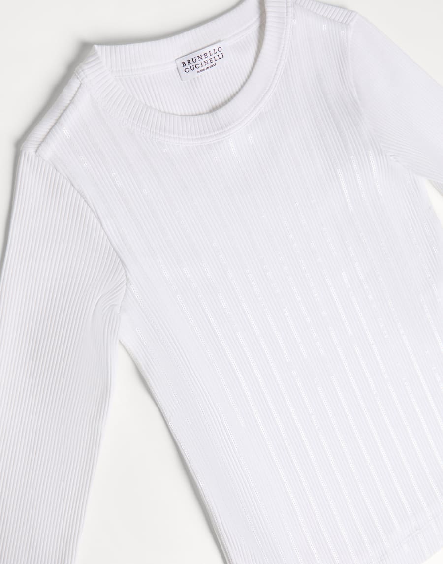 T-shirt with dazzling stripe embroidery White Girls - Brunello Cucinelli