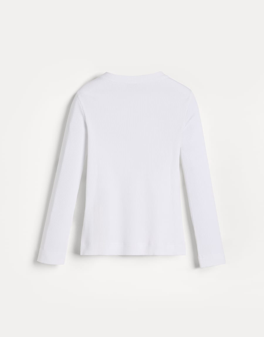 T-shirt con Dazzling Stripe Embroidery Bianco Bambina - Brunello Cucinelli