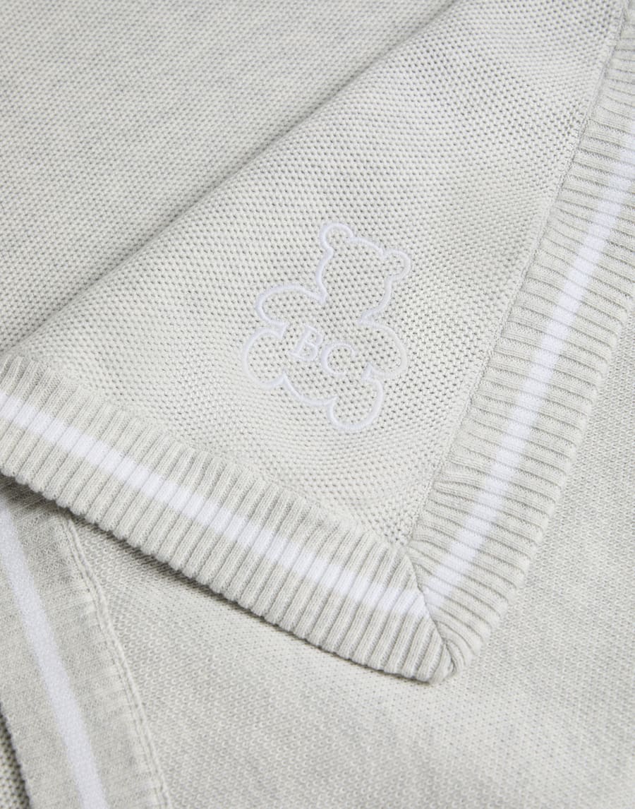 Baby Bernie blanket with embroidery Light Grey Baby - Brunello Cucinelli