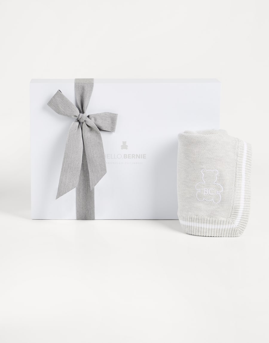 Baby Bernie blanket with embroidery Light Grey Baby - Brunello Cucinelli