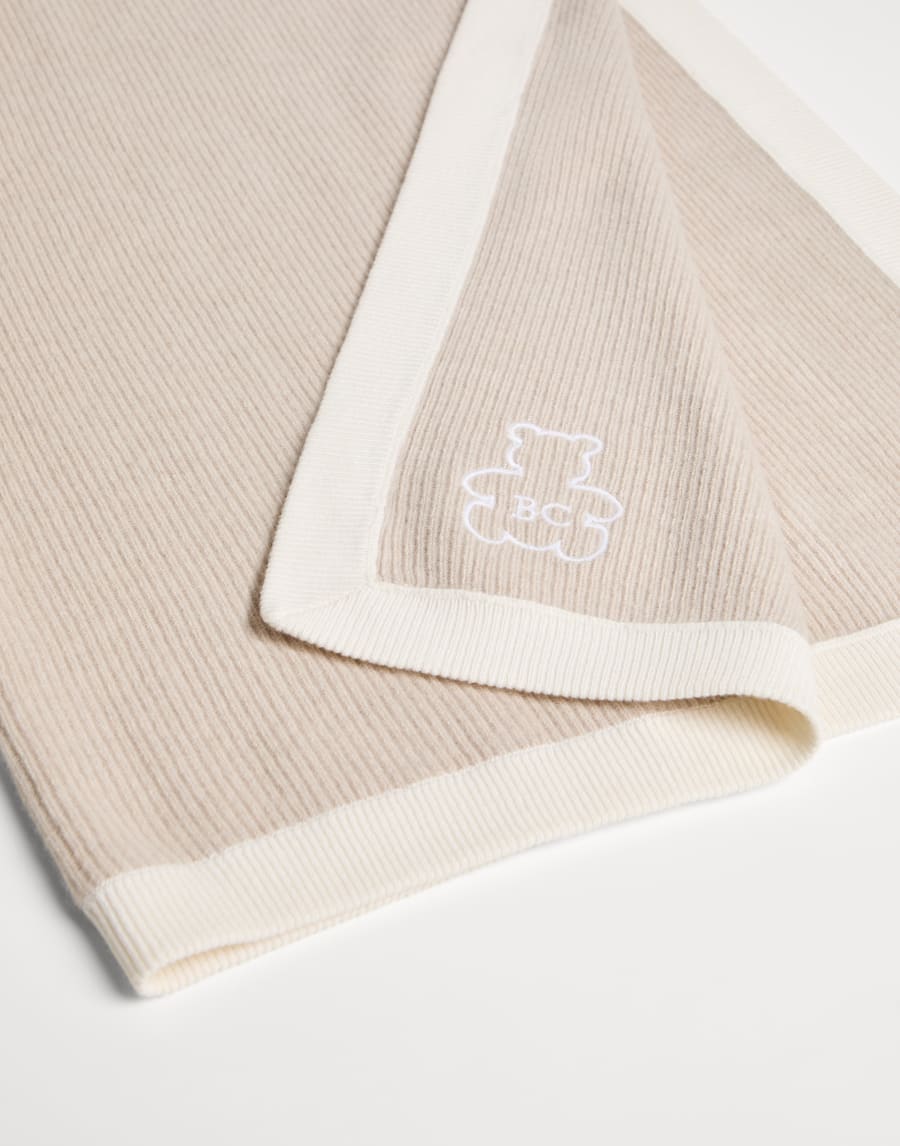 伯尼小熊幼童罗纹针织盖毯 米黄 幼童 - Brunello Cucinelli