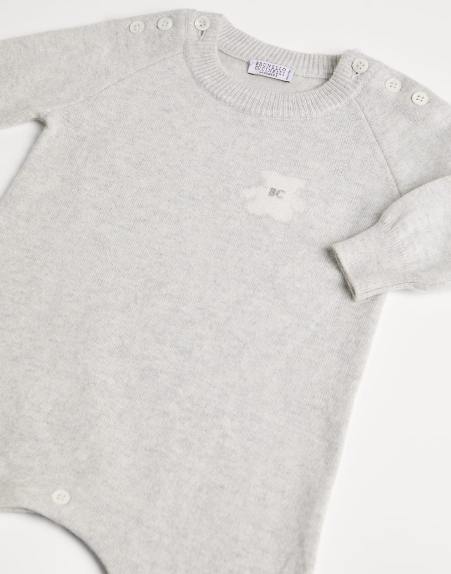 Baby Bernie knit coverall Light Grey Baby - Brunello Cucinelli