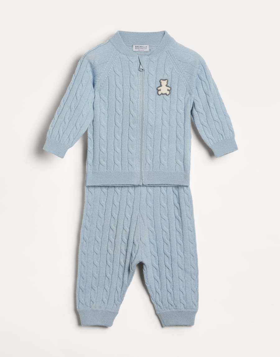 Jersey Baby Bernie trenzado Celeste Bebé - Brunello Cucinelli