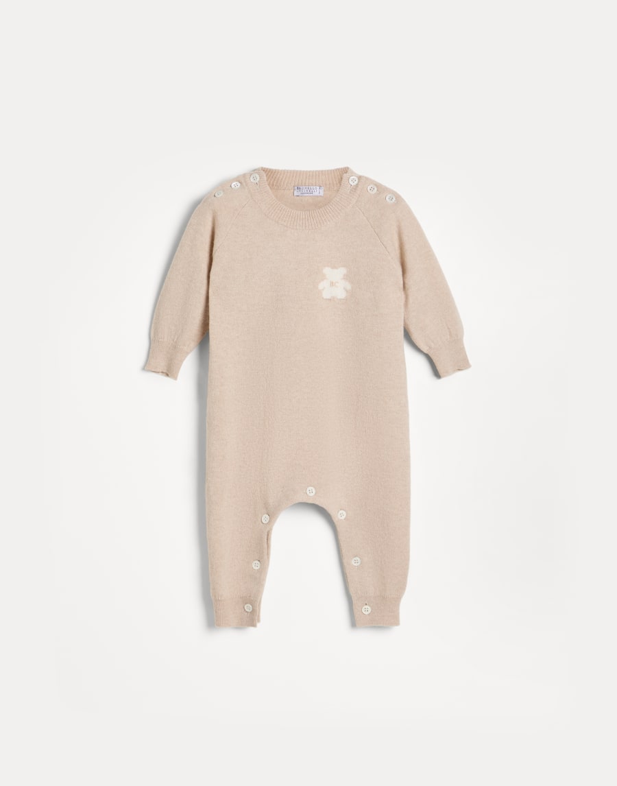 Tuta Baby Bernie in maglia Beige Baby - Brunello Cucinelli