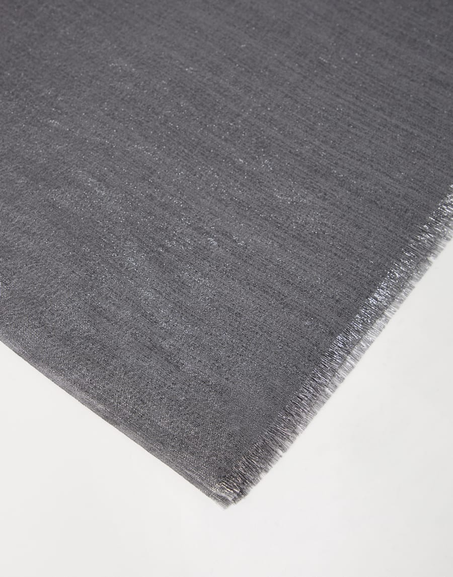 Cashmere and silk sparkling scarf Anthracite Woman - Brunello Cucinelli