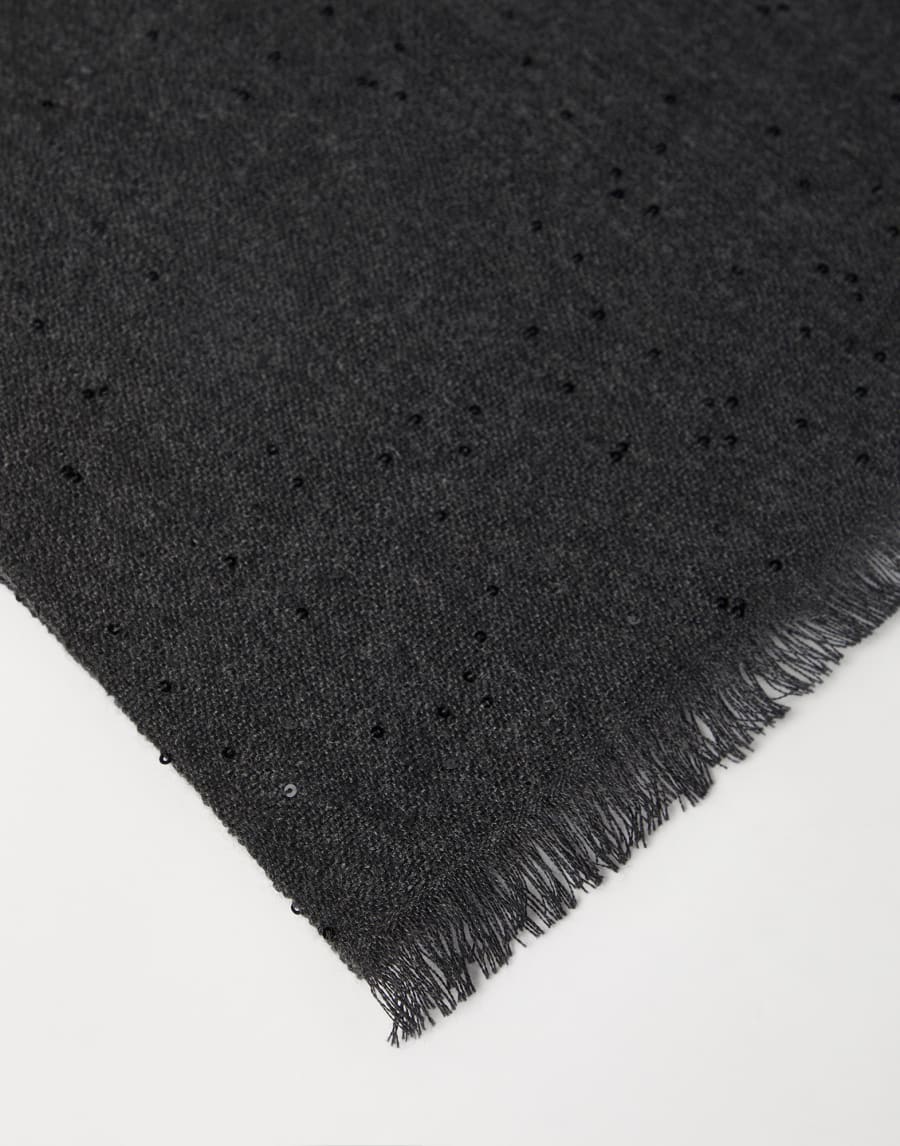 Cashmere and silk Diamond yarn scarf Anthracite Woman - Brunello Cucinelli
