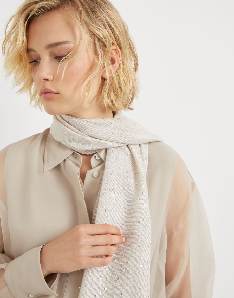 Cashmere and silk Diamond yarn scarf Panama Woman - Brunello Cucinelli