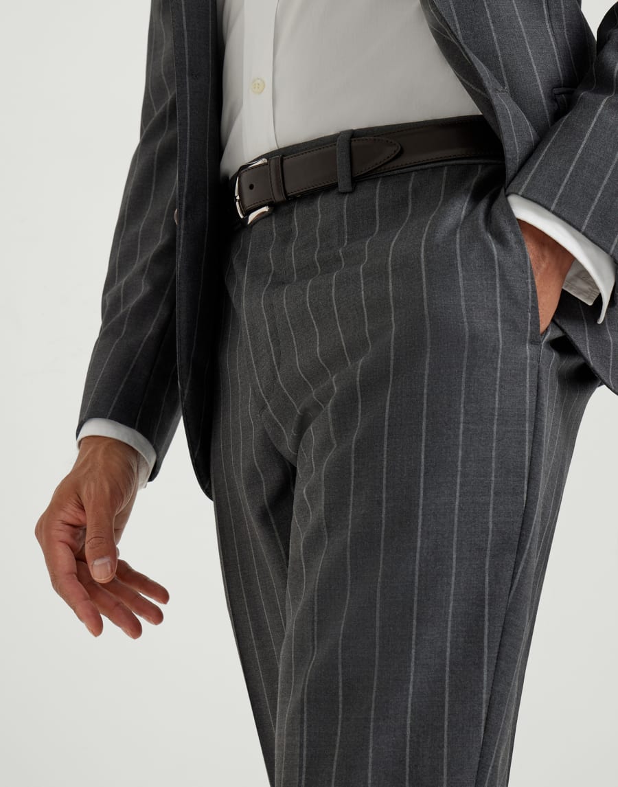Wide chalk stripe trousers Grey Man - Brunello Cucinelli