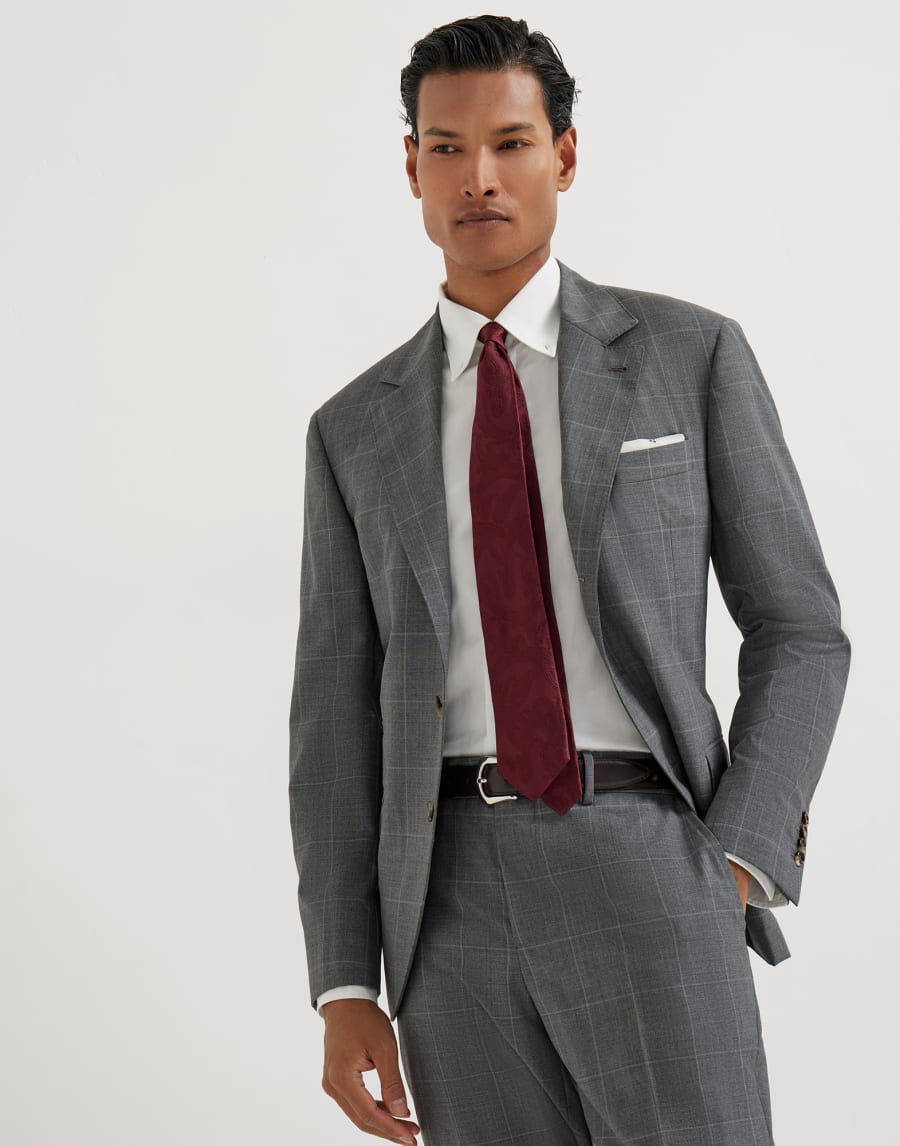 バージンウール クロス ジャケット グレー メンズ - Brunello Cucinelli