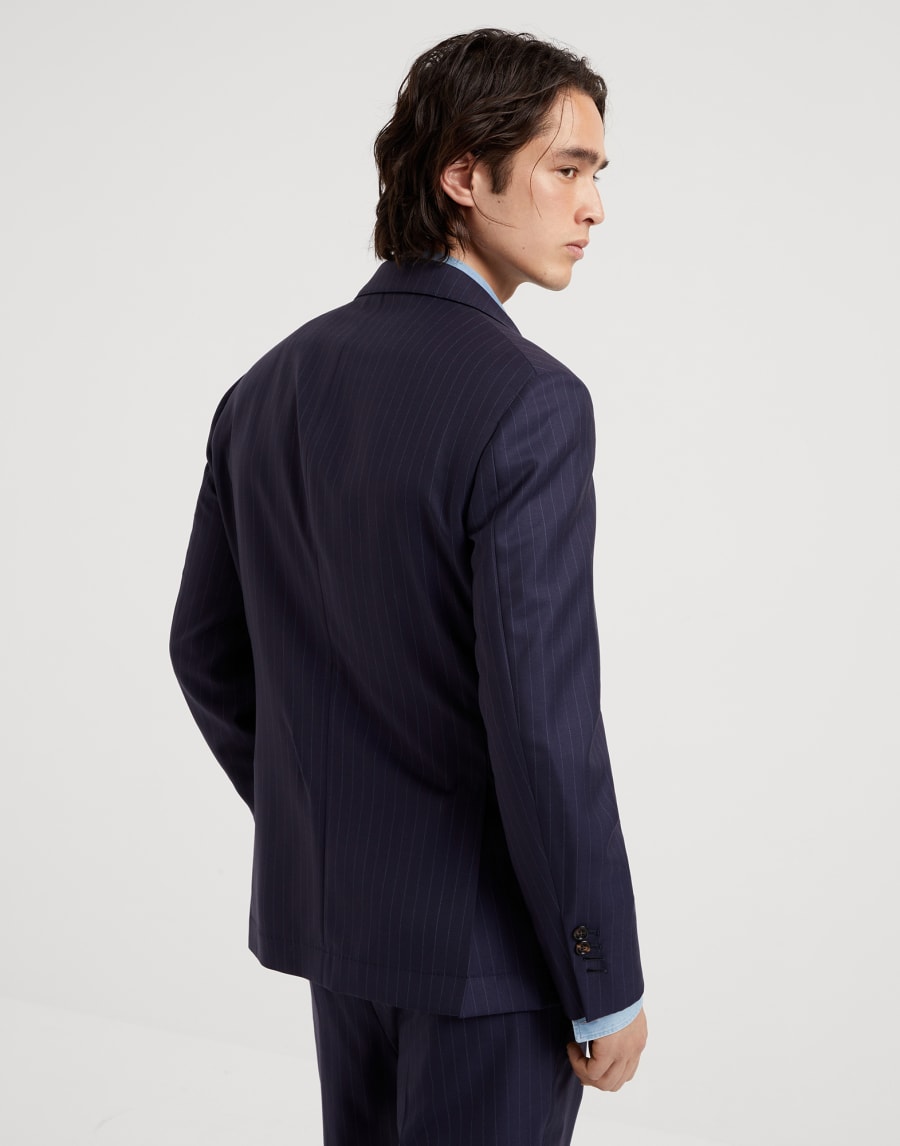 Chalk stripe blazer Navy Blue Man - Brunello Cucinelli