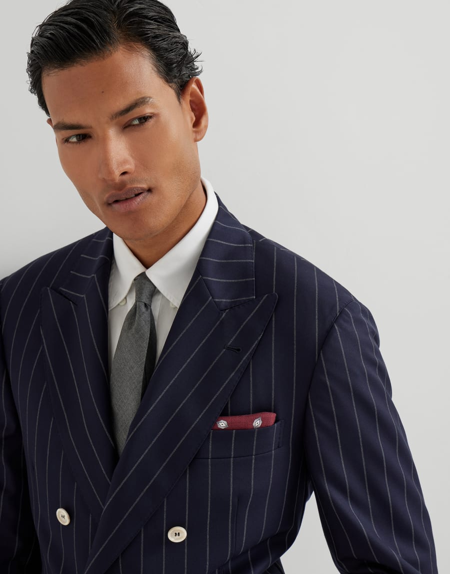 Wide chalk stripe blazer Blue Man - Brunello Cucinelli