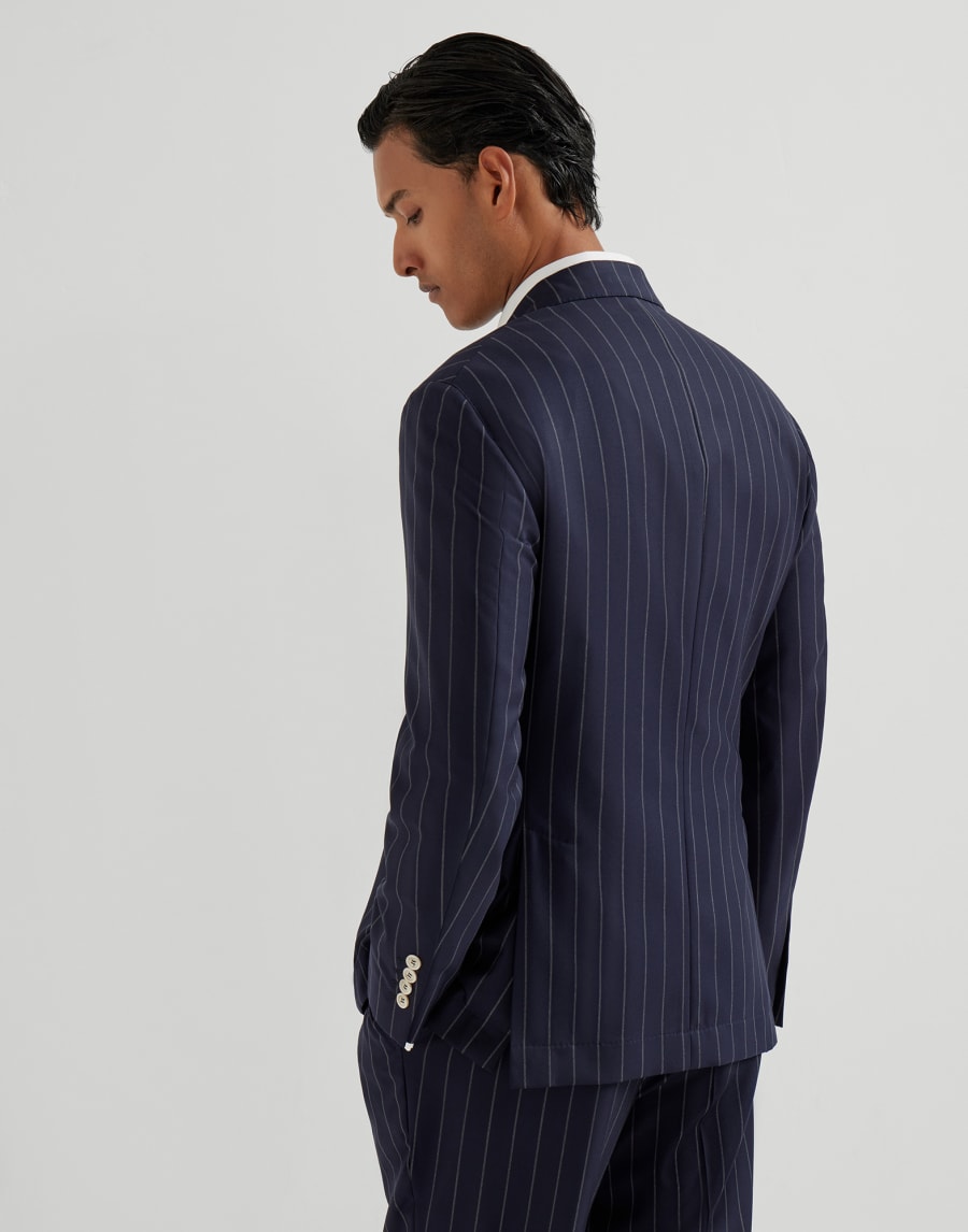 Wide chalk stripe blazer Blue Man - Brunello Cucinelli