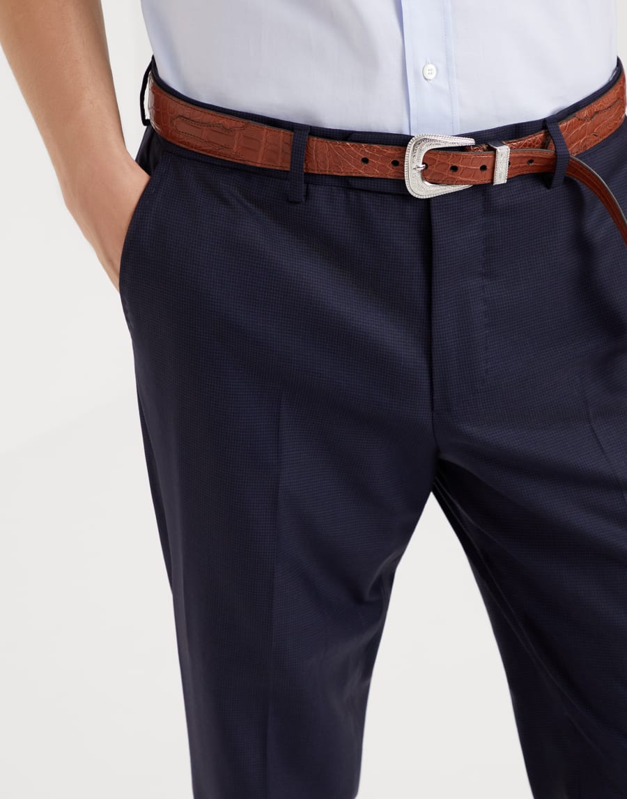 Houndstooth trousers Navy Blue Man - Brunello Cucinelli