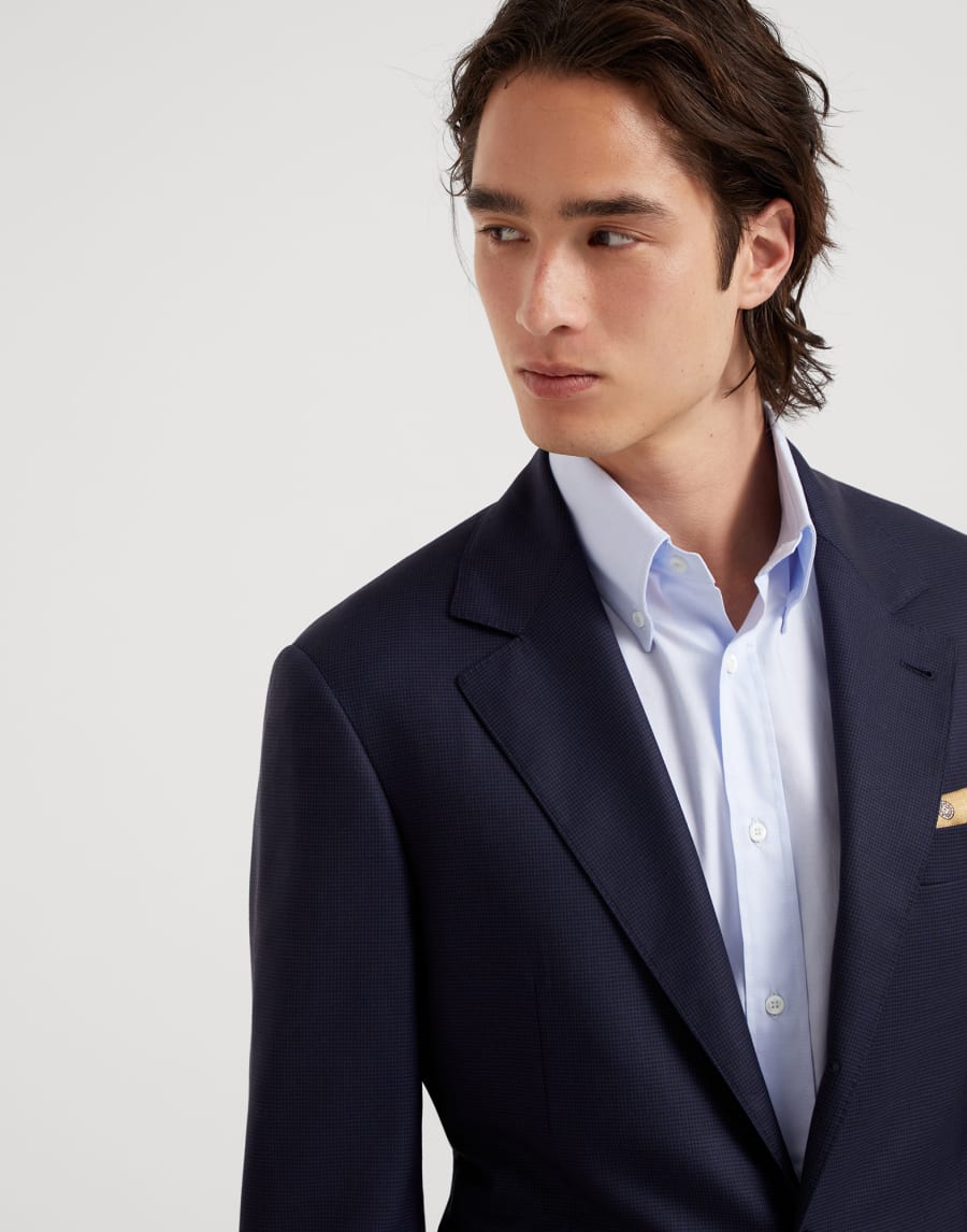 Houndstooth blazer Navy Blue Man - Brunello Cucinelli