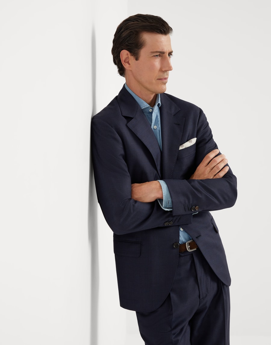 Giacca Principe di Galles Blu Uomo - Brunello Cucinelli