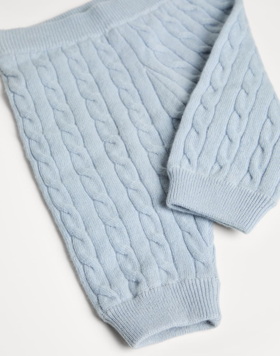Pantalón Baby Bernie trenzado Celeste Bebé - Brunello Cucinelli