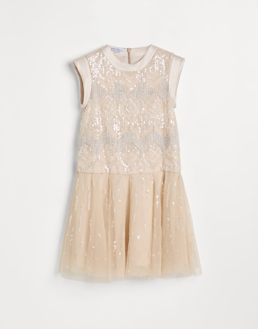 Abito Dazzling Holiday Argyle Naturale Bambina - Brunello Cucinelli